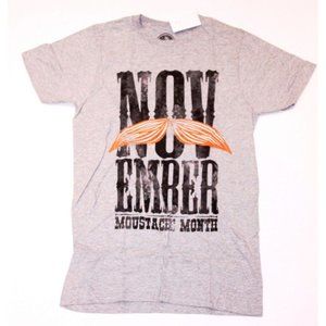 BODY RAGS Grey TEE SHIRT November MUSTACHE Month S